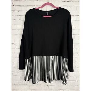 Comfy USA White Polka Dot Top XL Boxy Cropped Lagenlook Pullover Knit Layer Look